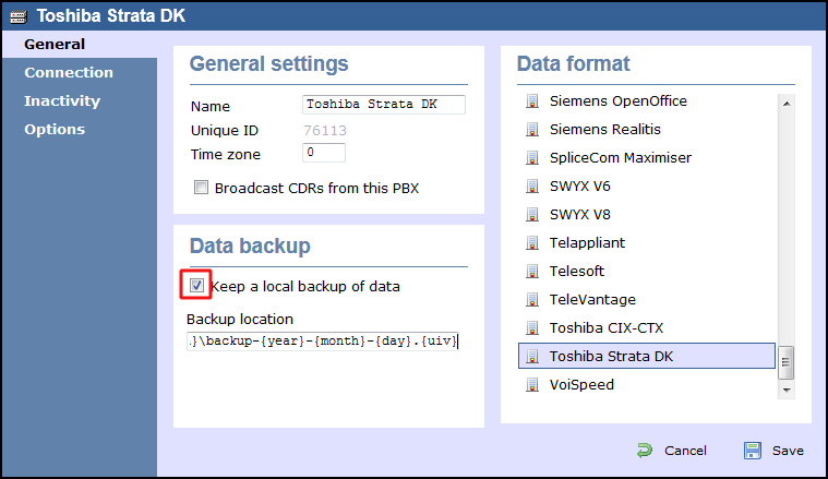 TIM Enterprise PBX General Properties