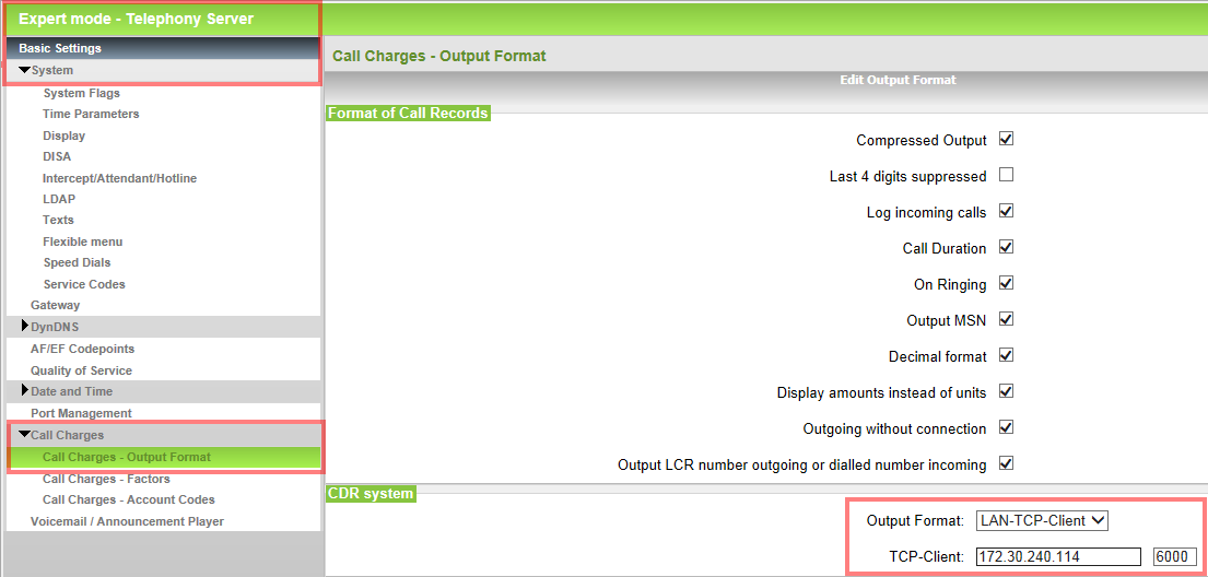 output format