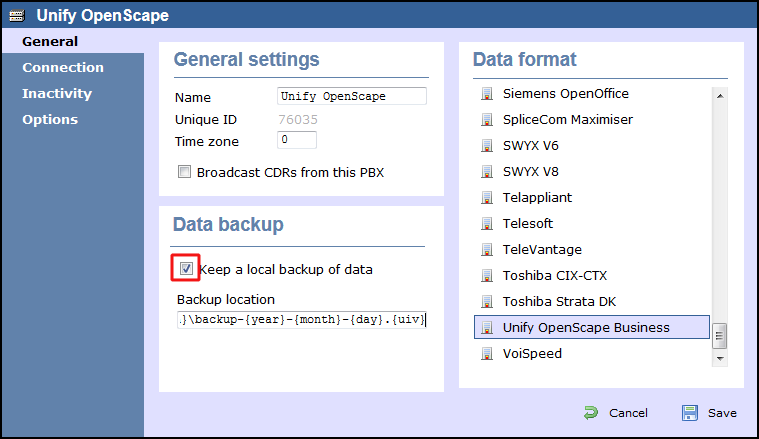 TIM Enterprise PBX General Properties