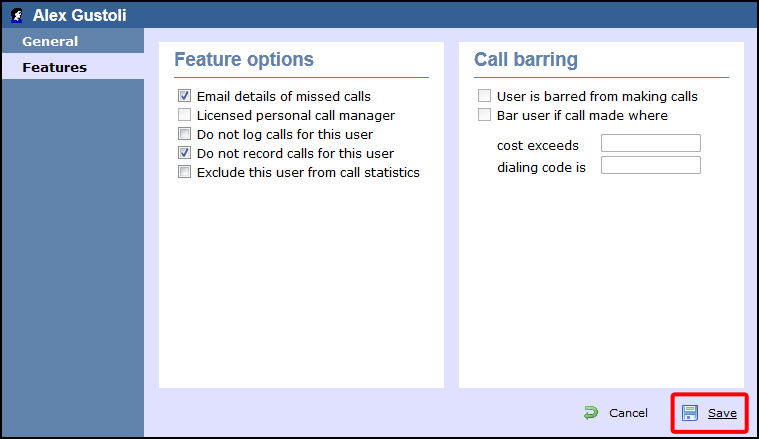 User properties features