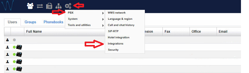 Accessing integrations screen